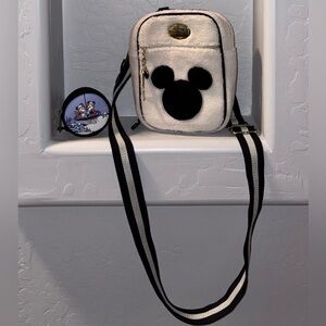 Mickey Mouse Black n White Sherpa Crossbody Bag and coin purse